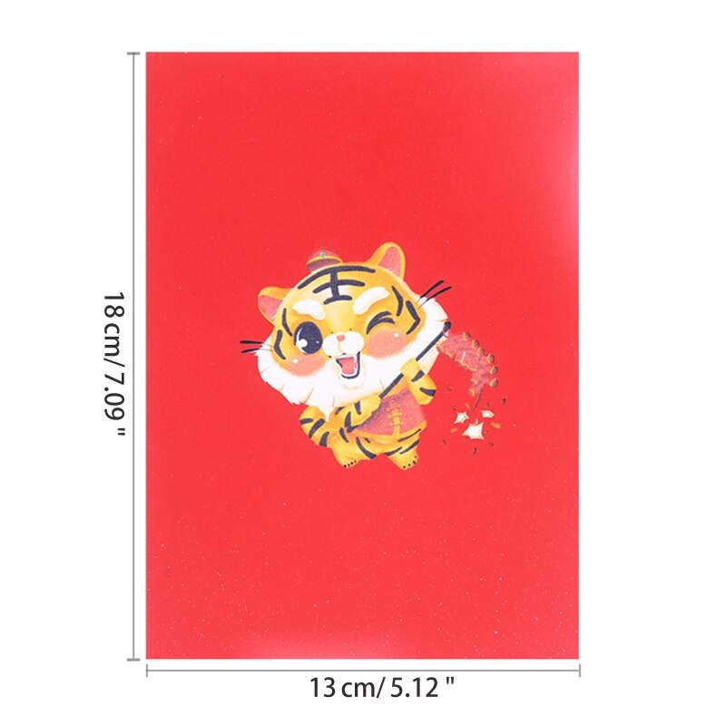Carte Pop-Up chinoise 3D de nouvel an 2022, cartes de vœux de tigre mignonnes avec enveloppe pour fête du Festival de printemps, décoration, fait à la main