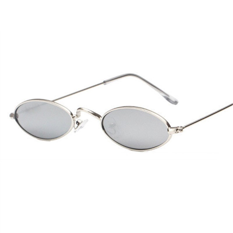 Gafas de sol ovales UVLAIK Vintage pequeñas, de Retro, con marco metálico delgado, gafas de sol para hombre, gafas de sol rojas, amarillas, Ojo de gato: Silver