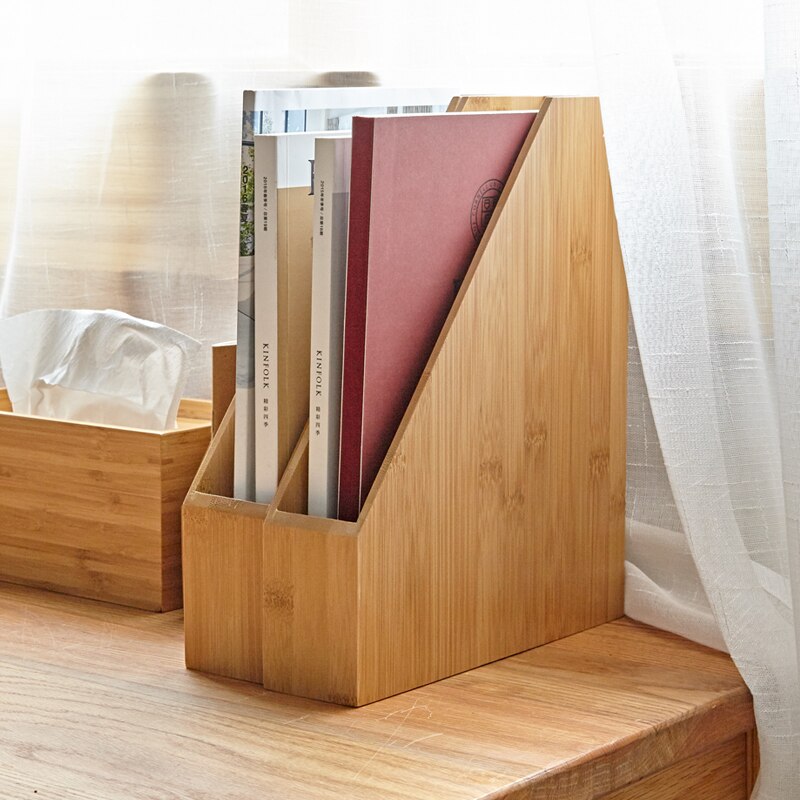 Bamboo File Rack Japan Style Desk Organizer for Books/Magazines A4/A5 Paper Stand Holder Eco Natural Wood Storage Box