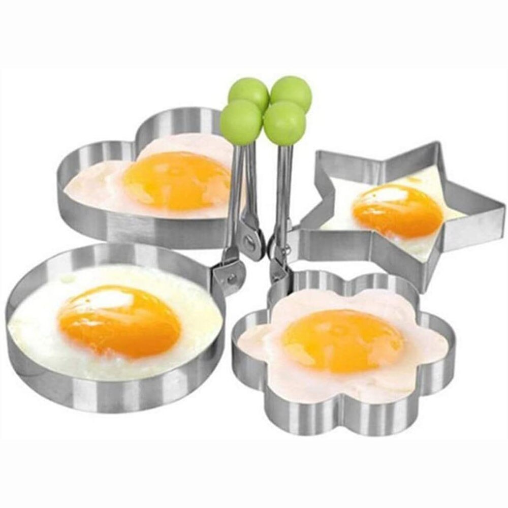 4pcs/Set Egg Mould Fried Egg Rings for Frying Poached Egg Maker Star/Heart/Round/Flower Shaper Kitchen Egg Tool