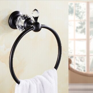 Luxe Crystal & Messing Goud Handdoek Ring, Handdoekhouder, Nieuwkomers Handdoek Bar Badkamer Accessoires,: black