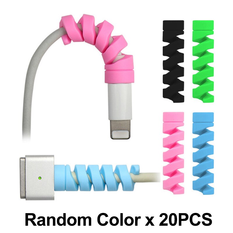 Zabezpieczenie kabla ładującego do telefonów uchwyt na kabel oplot na kable klip do myszy przewód ładowarki USB zarządzanie organizer do kabli: A 20Pcs-Random