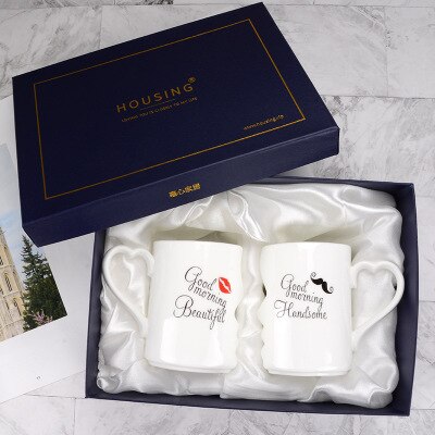 2 pièces/ensemble en céramique Couple tasse tasse à eau tasse à café lait tasse mariage Valentine: D Box Package