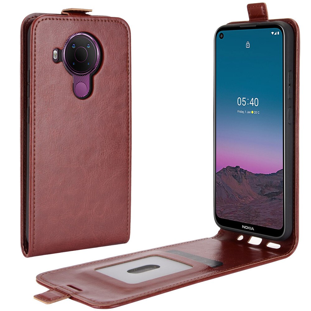 Funda de teléfono de lujo para Nokia 5,4, carcasa protectora de cuero PU con soporte para tarjeta, con tapa y soporte, para Nokia 5,4 de 6,39 pulgadas: Brown 1