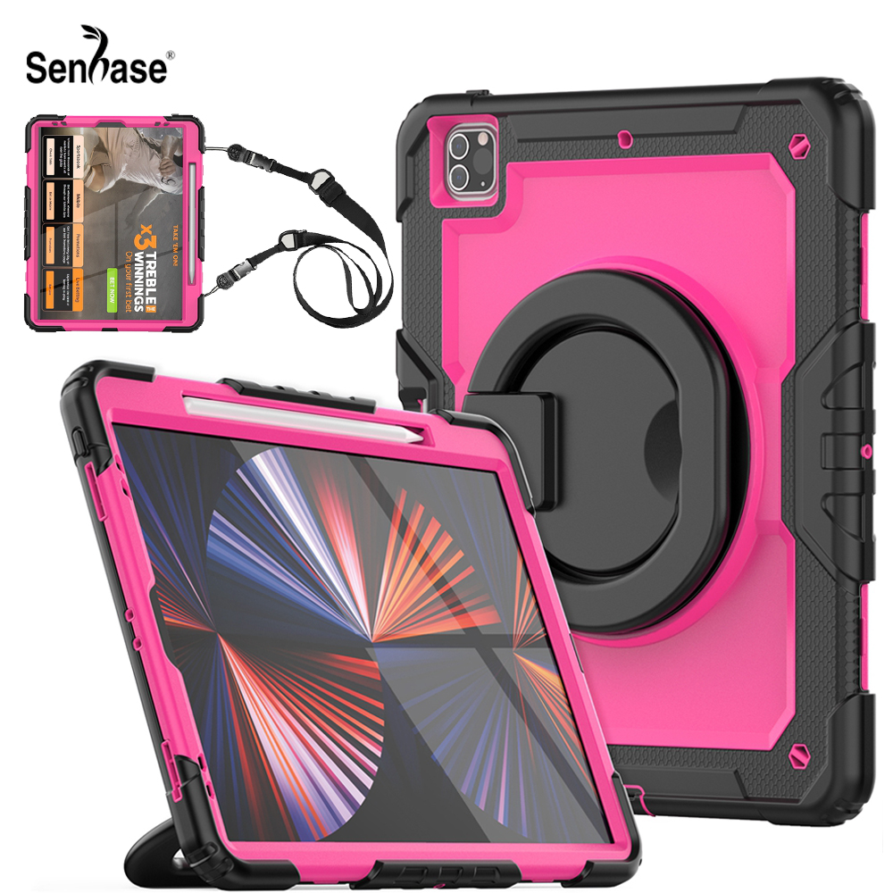 Voor apple ipad pro 12.9 inch a2378 a2229 a1876 case kids schokbestendige trekring schouderband standaard tablet hoes