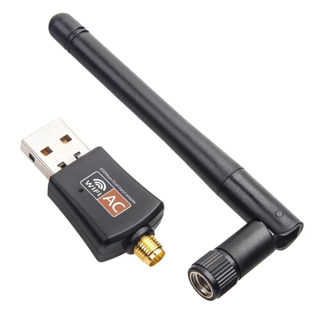 Dualband-USB-WLAN-Adapter, 600 Mbit/s, 2,4 GHz, 5 GHz, WLAN mit Antenne, PC, Mini-Computer, Netzwerkkartenempfänger: Default Title