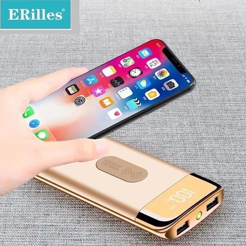 50000Mah Power Bank Externe Batterij Bank Ingebouwde Draadloze Oplader Powerbank Draagbare Qi Draadloze Oplader Voor Iphone 8 samsung
