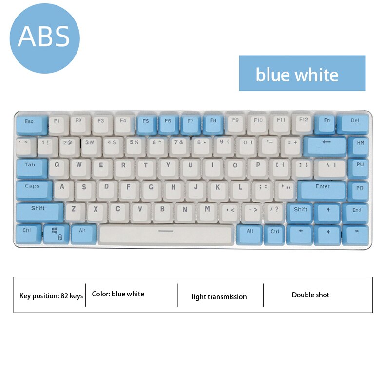 82 tasten Doppel Schuss OEM Profil Keycap Rosa Blau Orange Weiß Farbe Passenden Geeignet Für AK33 für Mechanische Tastatur: Blau Weiß