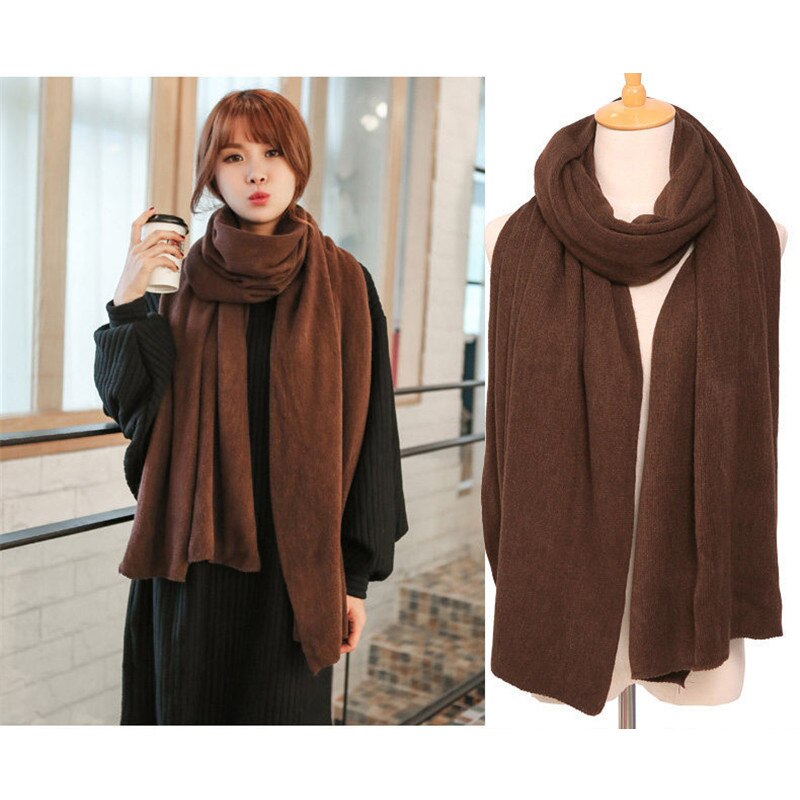 Mode Winter Vrouwen Kasjmier Sjaal Effen Knit Pashmina vrouwelijke foulard Sjaals Wraps dikke sjaals bufandas invierno mujer