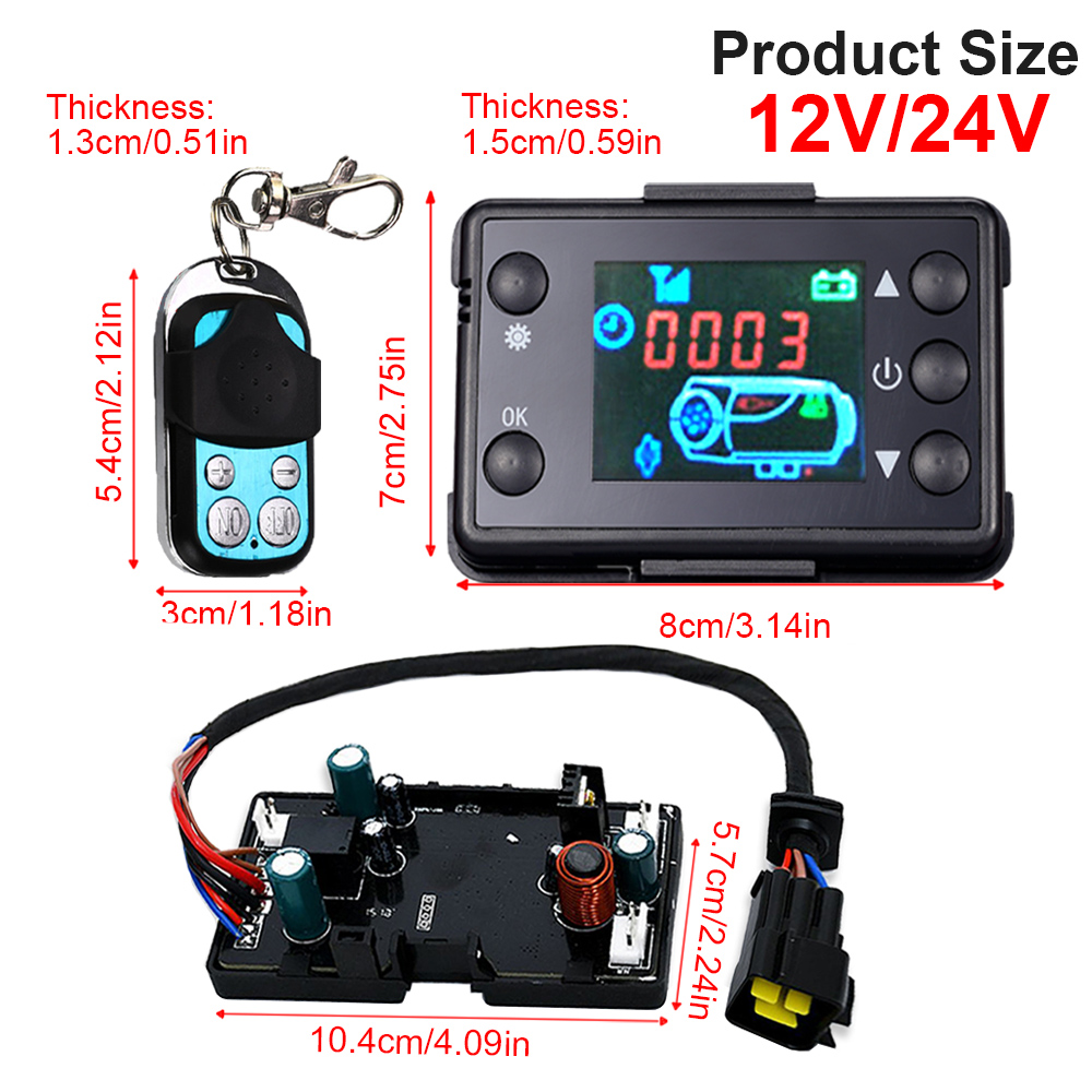 Calefacción estacionaria para motores diésel, calentador de aire de 12V con interruptor y botones, mando a distancia, pantalla LCD, Kit de plástico