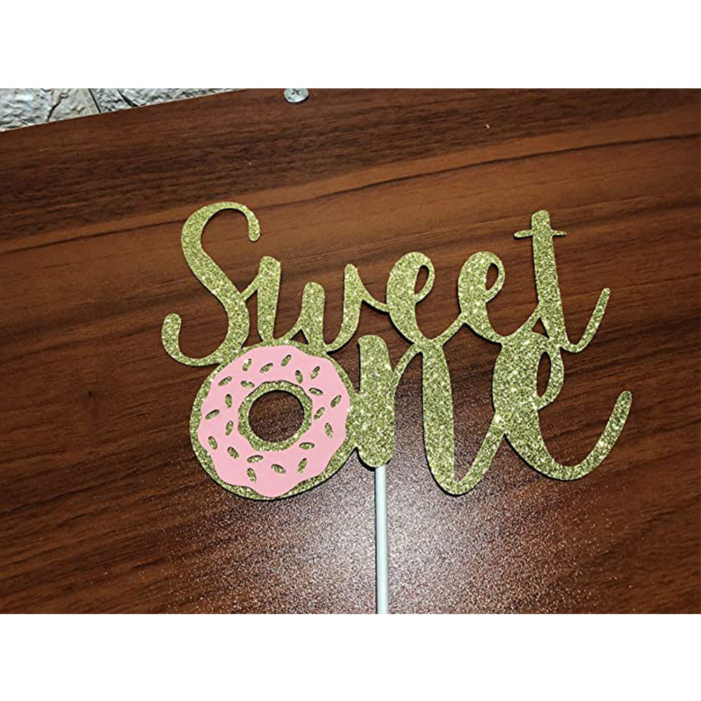 Adorno para tarta de cumpleaños con forma de donut para bebé, primer año, dos dulces decoración para magdalenas