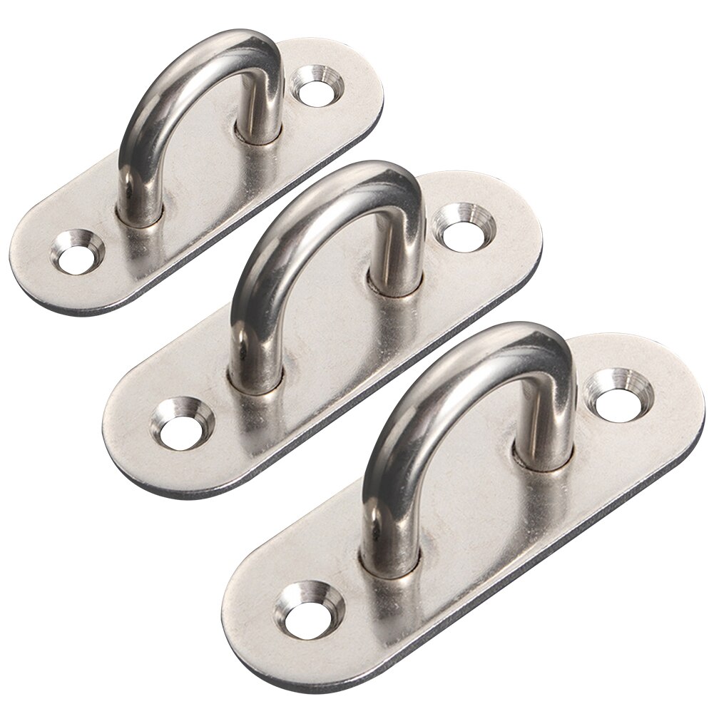 6pcs 2 Holes Fixed Eye Plate Home Rings Hook U Shaped Hammocks Leisure Sofa Ceiling Fan Sandbag Base Pad Stainless Steel