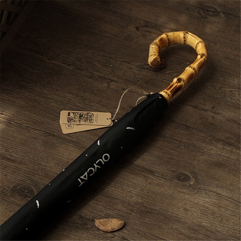 Topmerk grote regenparaplu heren retro bamboe rotan gebogen handvat sterke winddichte anti-uv parasol