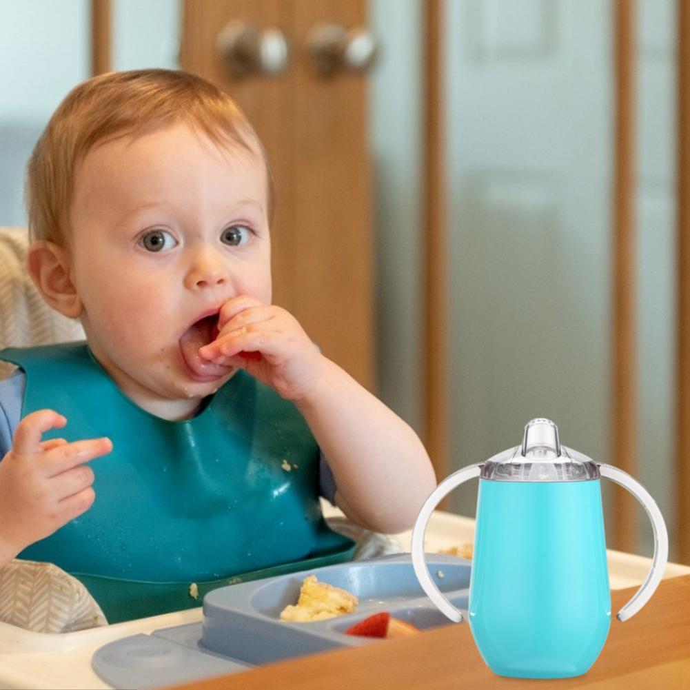 Taza de succión de doble Mango para niños, taza de agua, Taza Termo para bebés con asa, taza aislante de vacío Doble