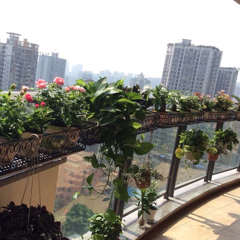 Balkon hængende blomsterstand jernstel plantestativ udendørs dekoration display metalramme