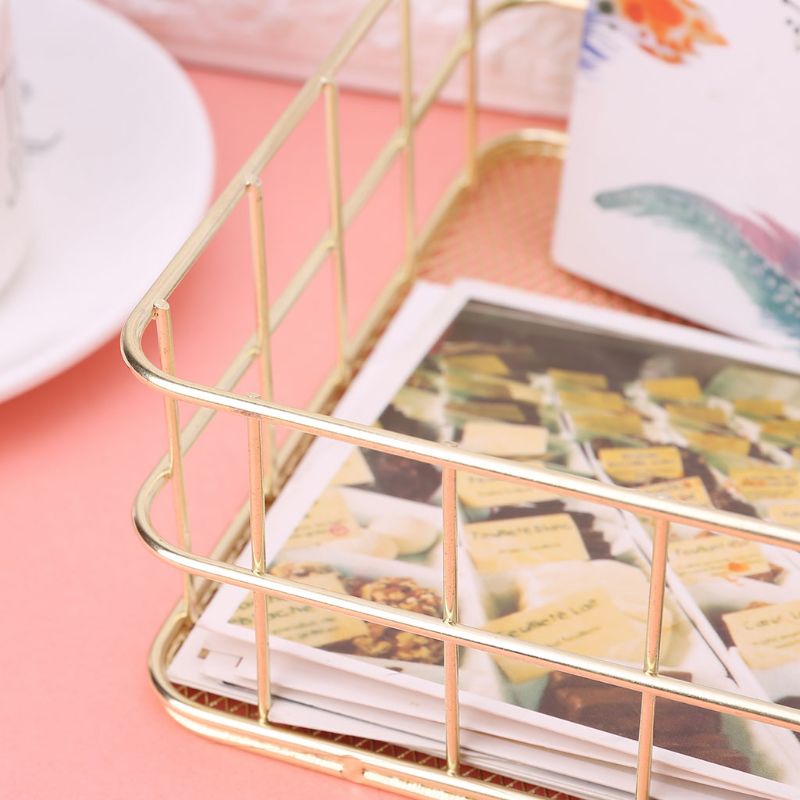 Modern Metal Storage Basket Wire Mesh Crate Container Kitchen Office Bathroom Shelves Makeup Desk Organizer