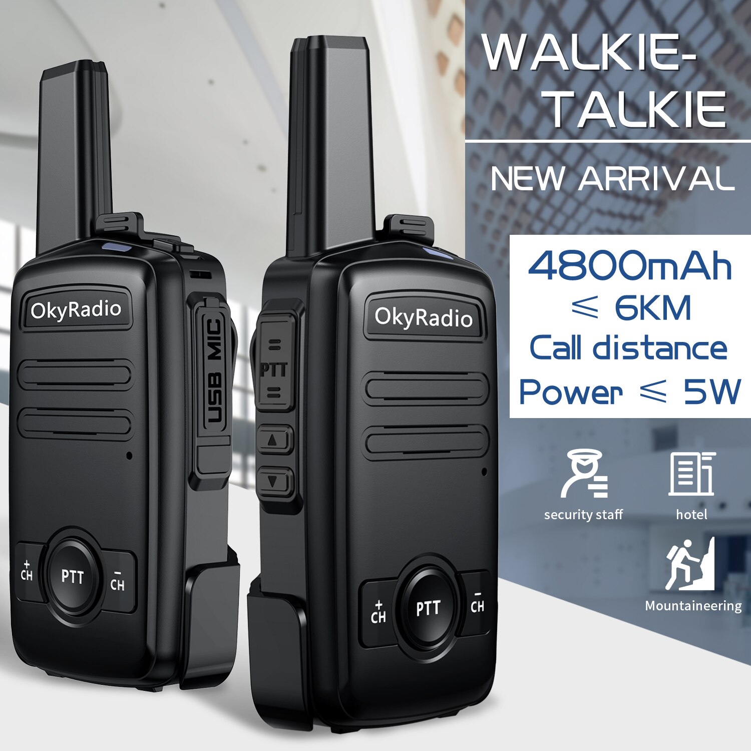 4800Mah Walkie-Talkie Waterdichte Grote Capaciteit Batterij 16 Kanalen Geschikt Ultra Lange Afstand Gebruik Walkie-talkie