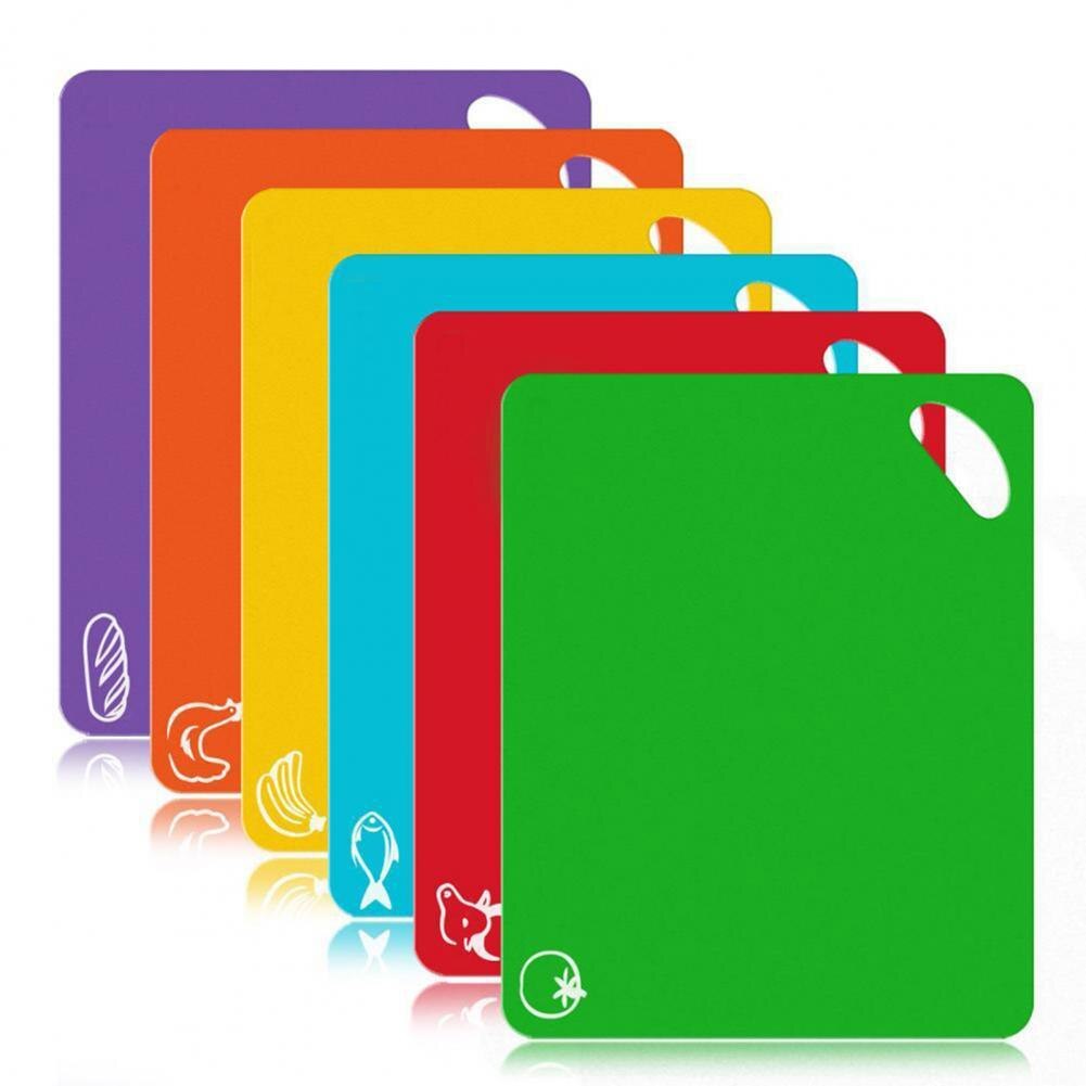 6 Stks/set Snijplanken Flexibele Antislip Pp Voedsel Pictogrammen Bpa-vrij Hakblokken Matten Voor Keuken