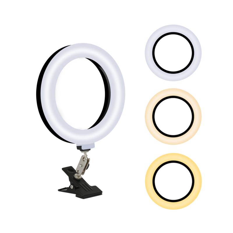 Dimbare Led Selfie Ring Licht Met Standaard Usb Selfie Licht Ring Lamp Grote Fotografie Ringlicht Voor Computer Pc Laptop: 6-inch