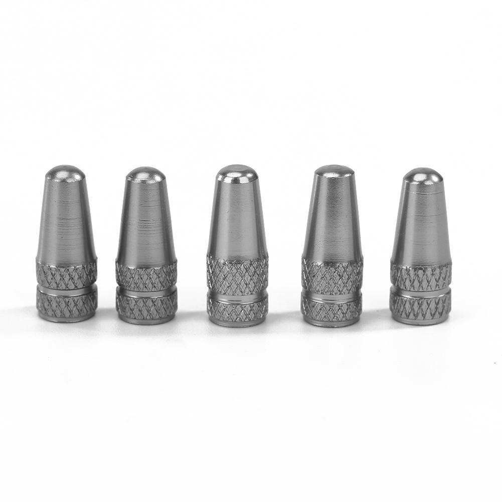 Tapa de válvula Presta para bicicleta de montaña, 5 uds., 8 colores, válvula de aleación de aluminio para bicicletas: Titanium