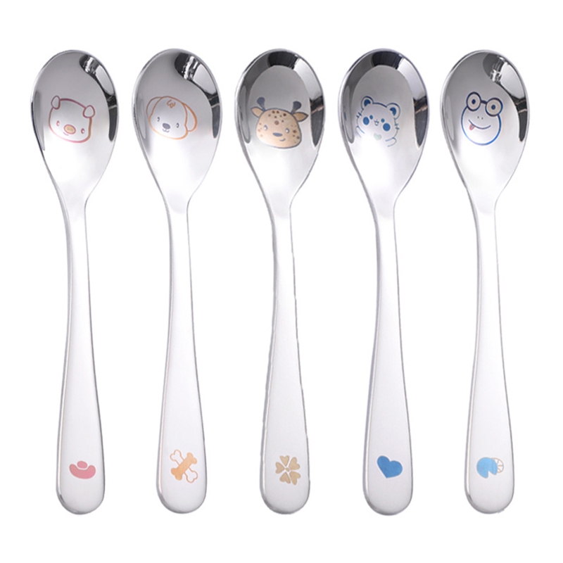 Premium Food Grade Stainless Steel Spoons Teaspoons for Home Dishwasher Safe Ergonomic Handle with Cute Animal Pattern