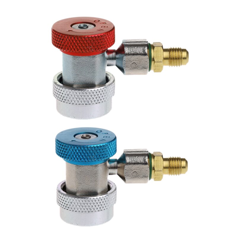 2 stuks auto freon  r134a h/l snelkoppeling adapters airconditioning koelmiddel verstelbare airco spruitstukmeter