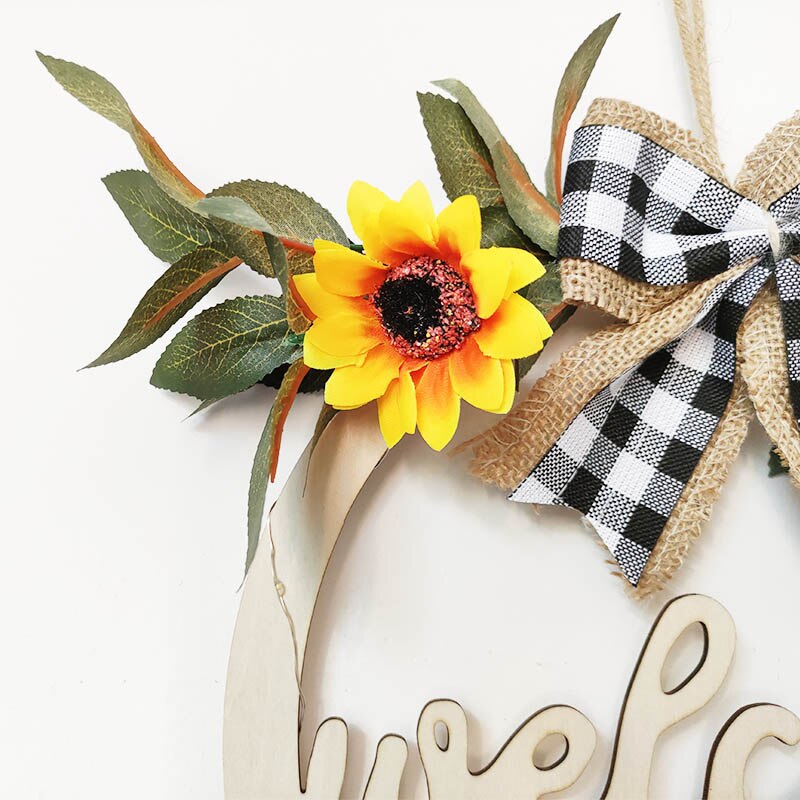 artificial LED spring Summer door decoration hello wreath glowing welcome wreath sign for wall home Café