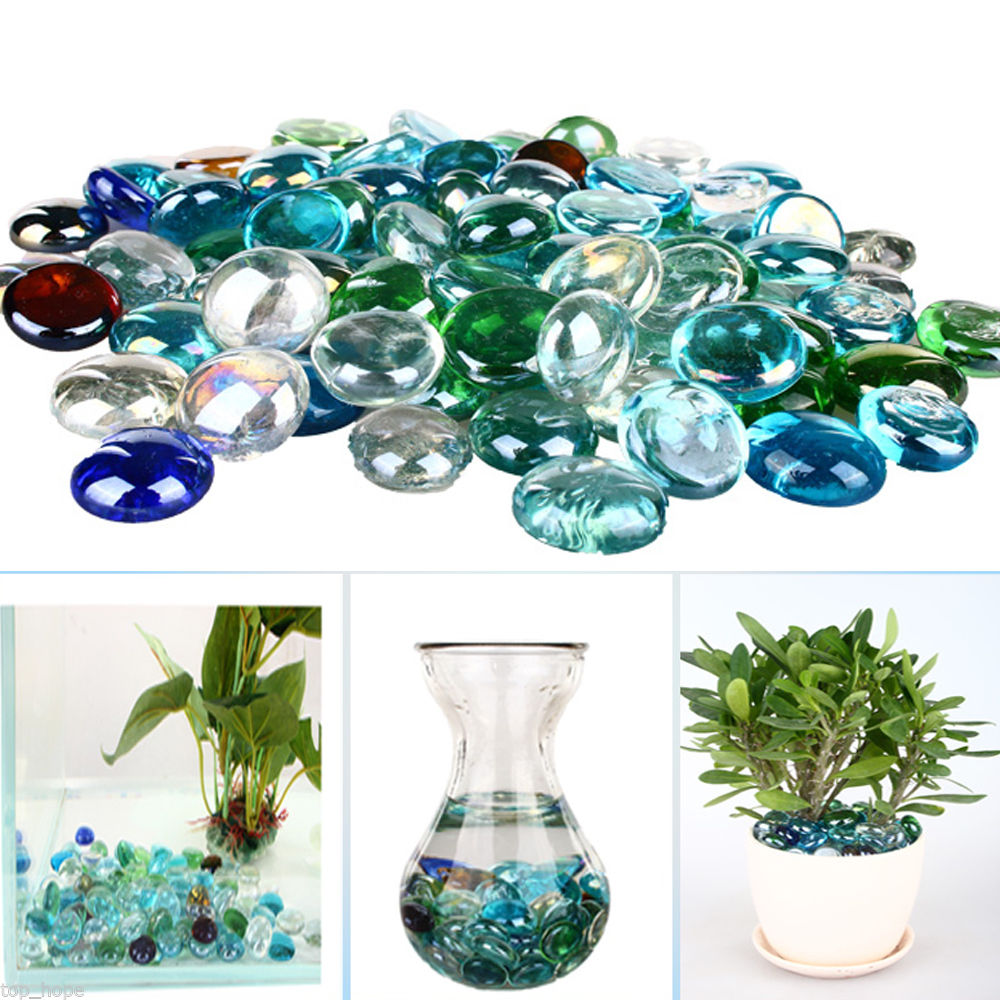 100g glas småsten perler sten fisk akvarium runde perler farverige glas flade perler håndværk boligindretning