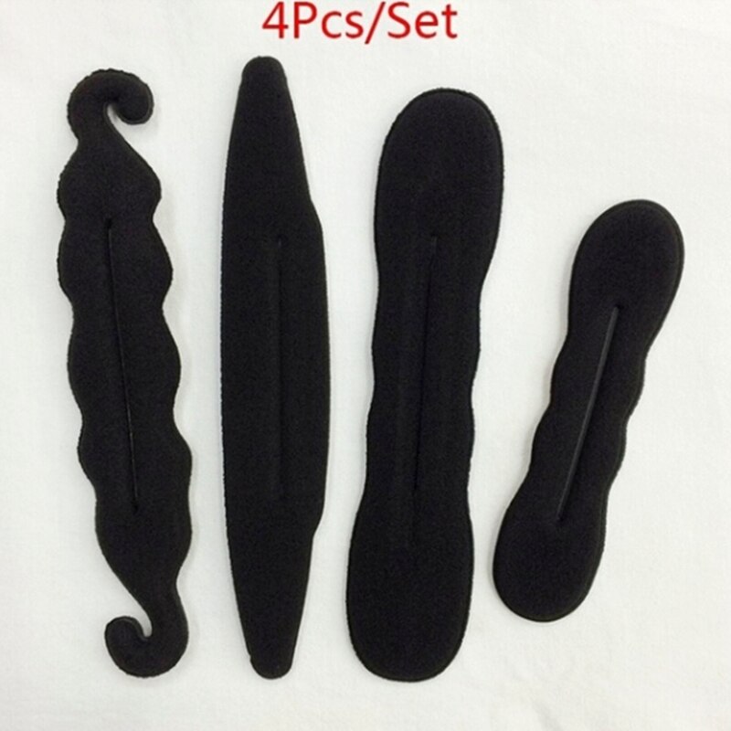 4 stuks/set haardonuts voor vrouwen, magische schuimsponzen, styling haarclip, apparaat voor donuts, snelle rommelige knot, opgestoken haar, clips, gereedschap