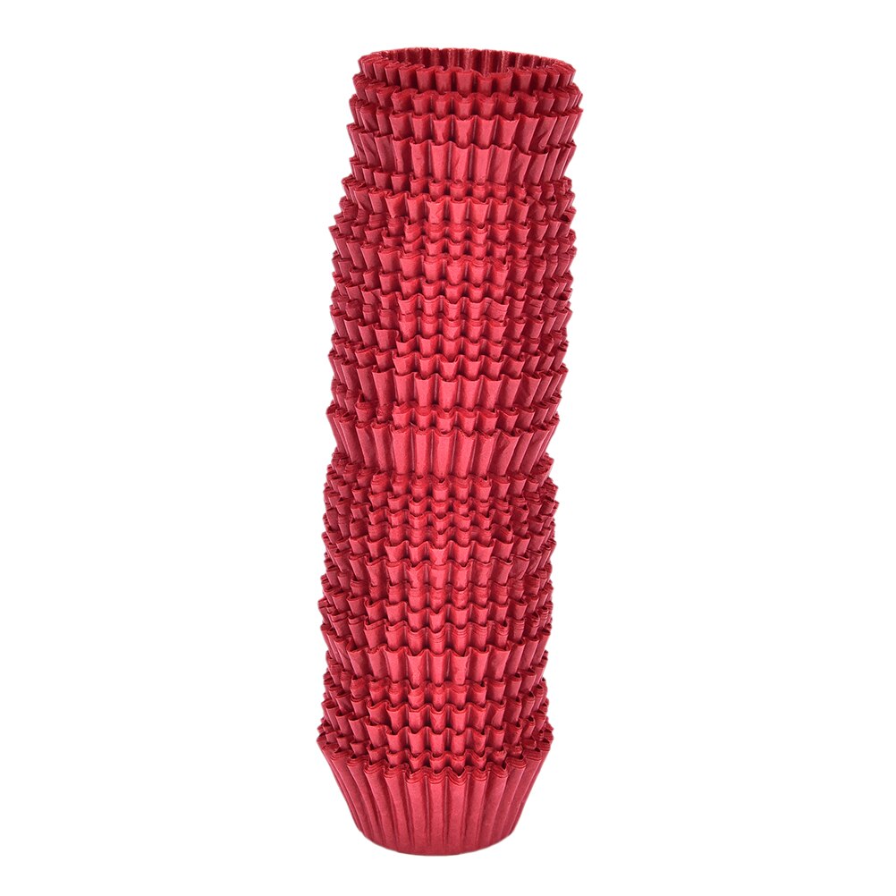 500 stk mini størrelse chokalade papir liners bage muffin kage papir kopper kage forme cupcake tilfælde ensfarvet fest bakke kageform: Rød