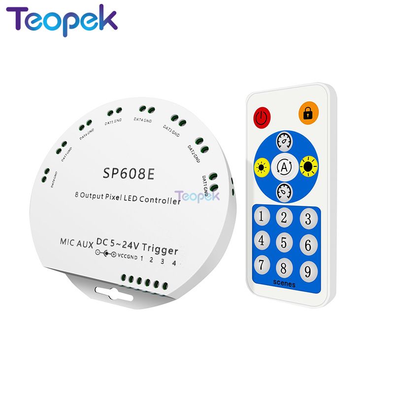 SP601E SP602E SP608E Bluetooth Pixel Led Controller Ingebouwde Adresseerbare Pixels Led Rgb Strip Muziek Controller Ios/Android App: 8 Output SP608E