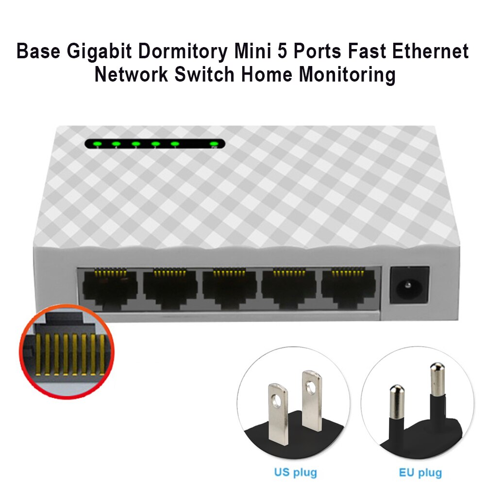 Accessori in plastica Dell'ufficio della Mini Casa di Monitoraggio 5 Porte di Rete Del Desktop Interruttore Dormitorio Base Gigabit Adattatore Hub LAN