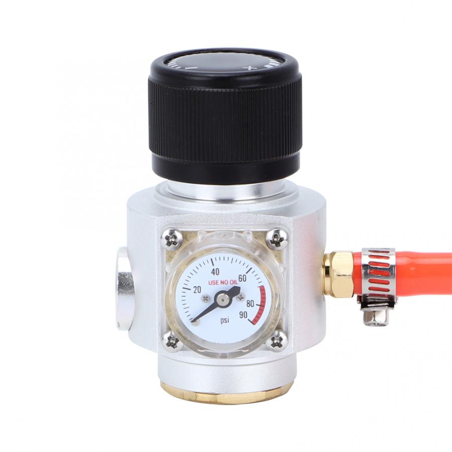 CO2 Mini Gas Regulator 5/16in Gas Line Assembly Quick Connector Pressure Gauge Gas Regulator