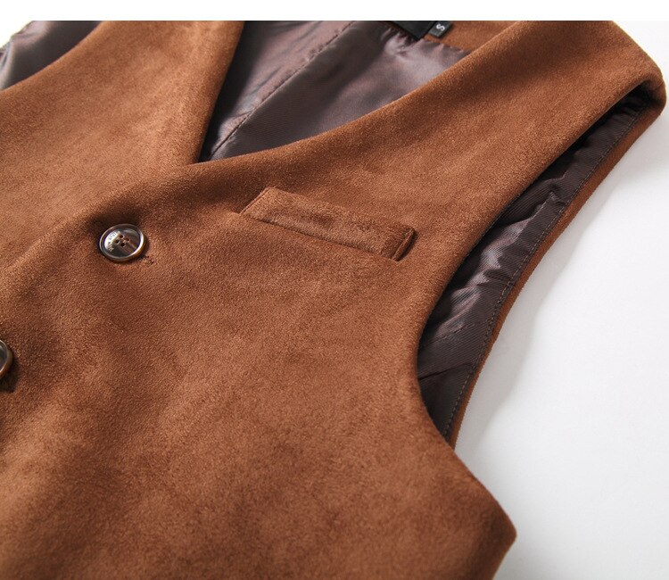 Eksklusiv forår, efterår og vinter ruskind kaffe mørkeblå vest herrevest veste i britisk stil tweed vest herre