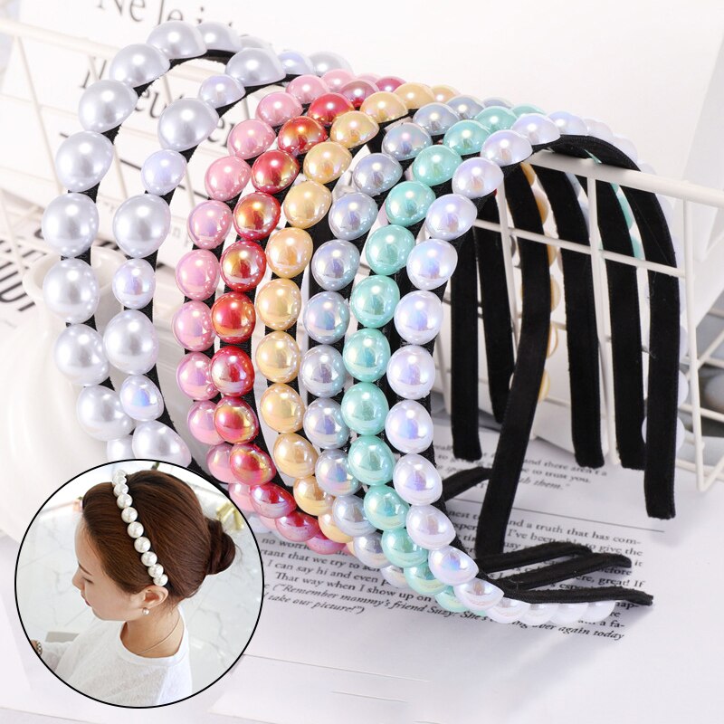 Frauen Elegante Voll Perlen Einfache Haarbänder Süße Stirnband Haar Reifen Halfter Ornament Kopf Band Dame Haar Zubehör