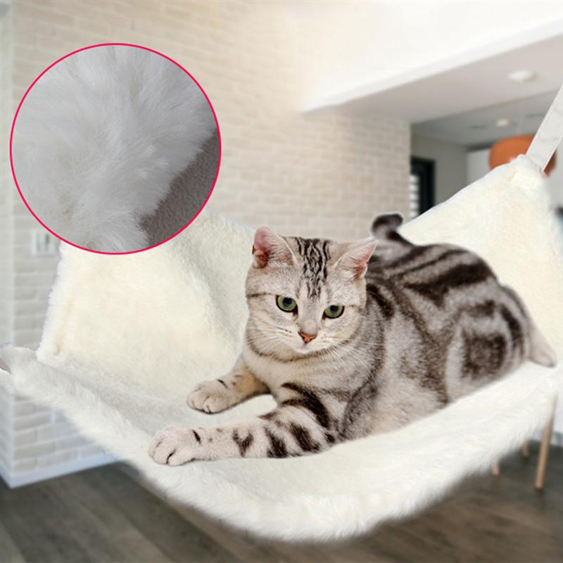 1pc hængende kat hængekøje kæledyr sove seng kæledyrsforsyning katte sovepose kattebur åndbar varm katteseng til kat (hvid)