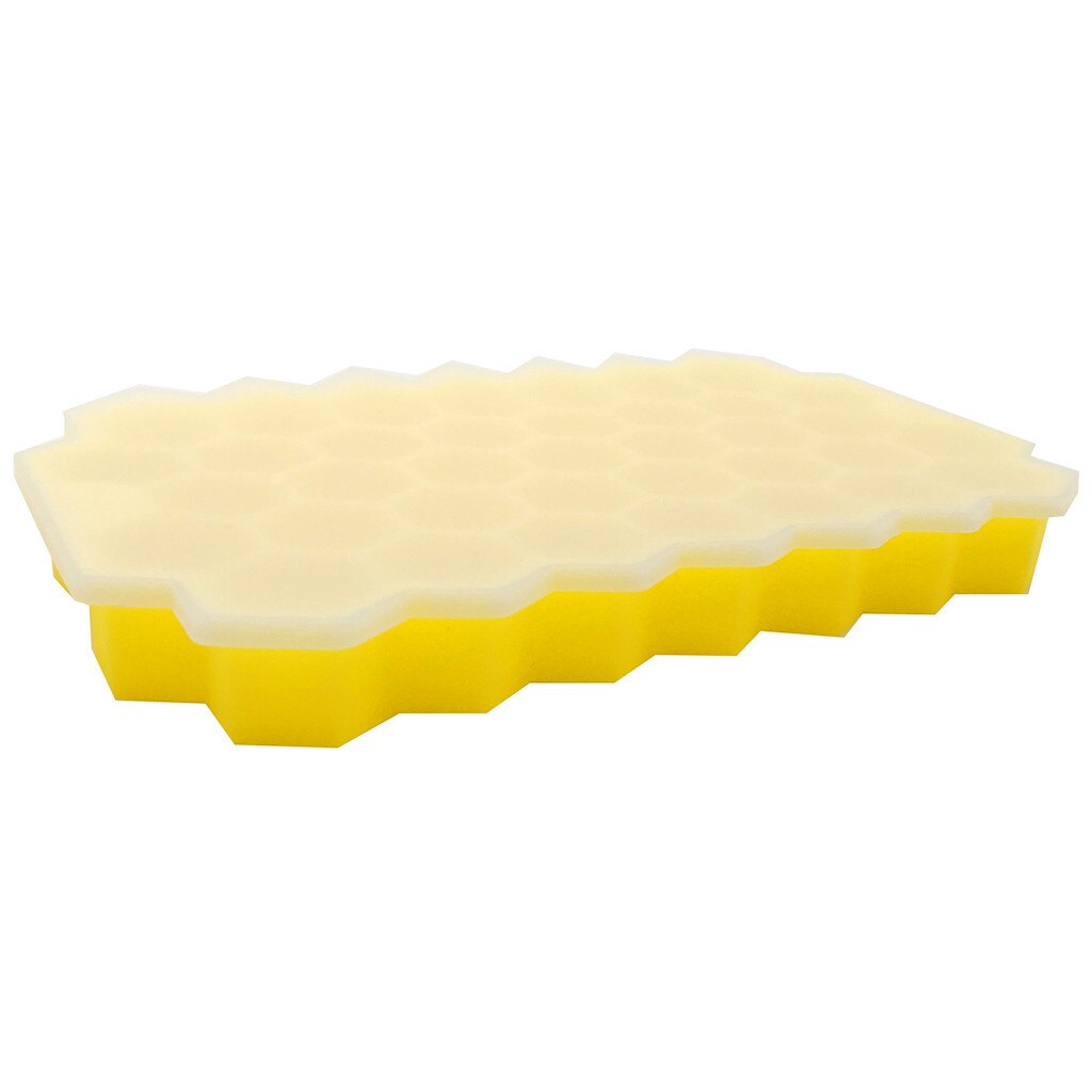 Silicone Honeycomb Shape Ice Cube Tray Silicone Ice Cube Maker Mold With Lids For Ice Cream Party Whiskey Cocktail Cold Drink: Yellow