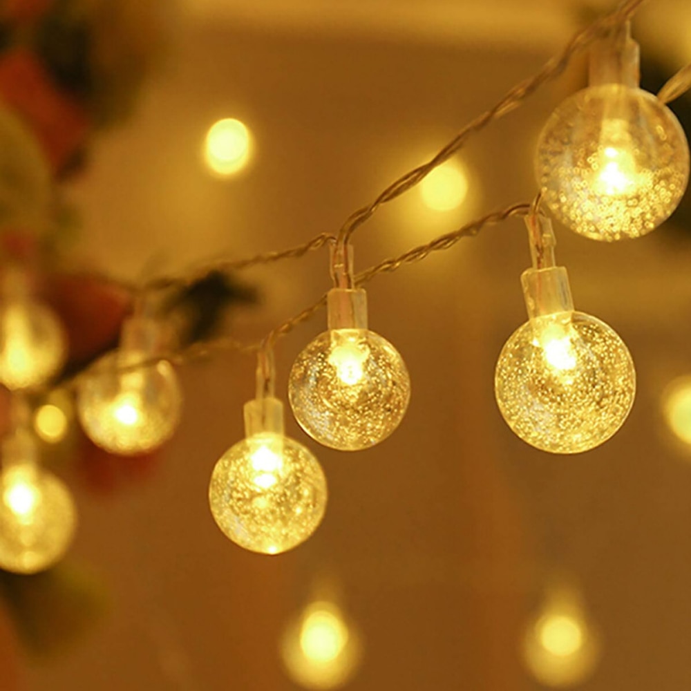 1.5M 3M 6M LED Crystal Ball Garland String Lights Flash Indoor Lamp 10/20/40 LED Fairy Lights Battery/USB Operated
