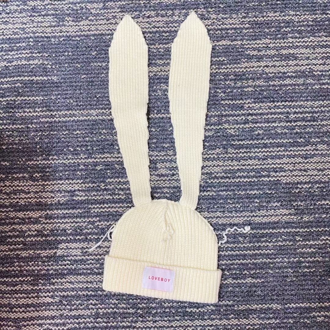 2022 Winter Lange Konijn Oor Hoed Skullies &amp; Mutsen Hoed Voor Vrouwen Party Props Mode Mutsen Warme Sjaal Caps Hip-Hop Streetwear: Ivoor
