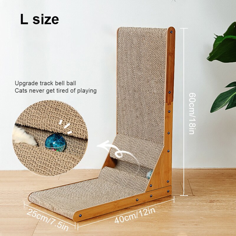 Muur Verticale Krabpalen Board L-Vormige Grote Slijtvaste Kat Scratcher Schraper Voor Katten Training Slijpen Klauw speelgoed: Black