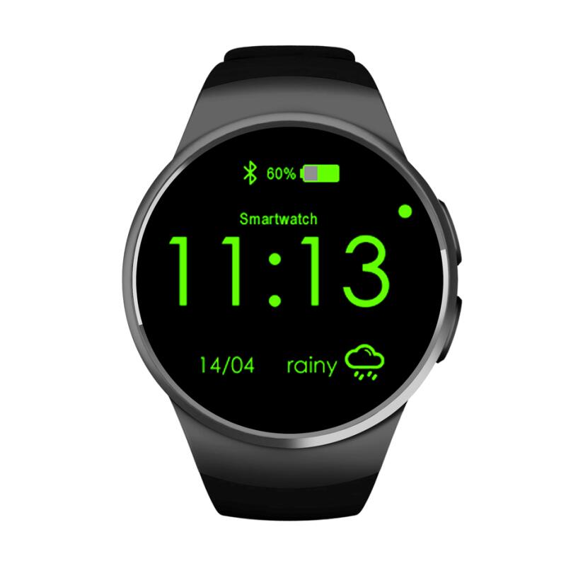 Chronomètre KW18 + horloge montre intelligente Android Tracker santé MTK2502c Bluetooth Notification prise en charge SIM TF carte pour Samsung Xiaomi: Noir