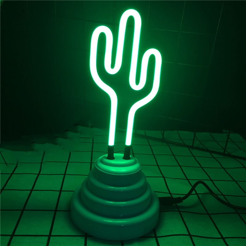 3d flamingo kaktus neonskylt ledrörlampa äkta glasrör neon retro belysningskraft  by 4x aaa batteri eller usb kabelbelysning