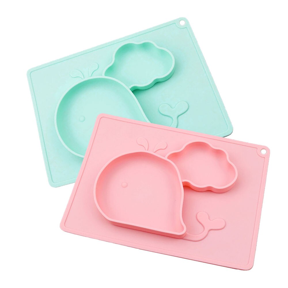 Silicone world Baby Plates Safe Silicone Dining Plate Children Dishes -proof Training Tableware Kids Feeding Silicone Bowls