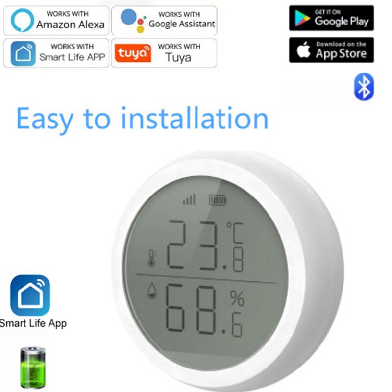 Tuya ZigBee Cleargrass Bluetooth Temperature Humidity Sensor Lite Version Data Storage Screen Thermometer With Goolge Home App