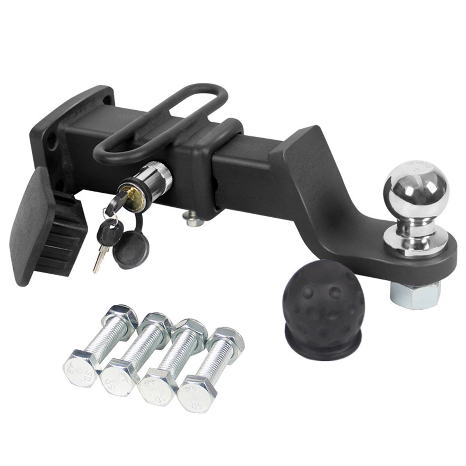Gancho ajustable para remolque de coche, 2 pulgadas, accesorios modificados, antirrobo, montaje de bola de acero, enganche de guarda: C