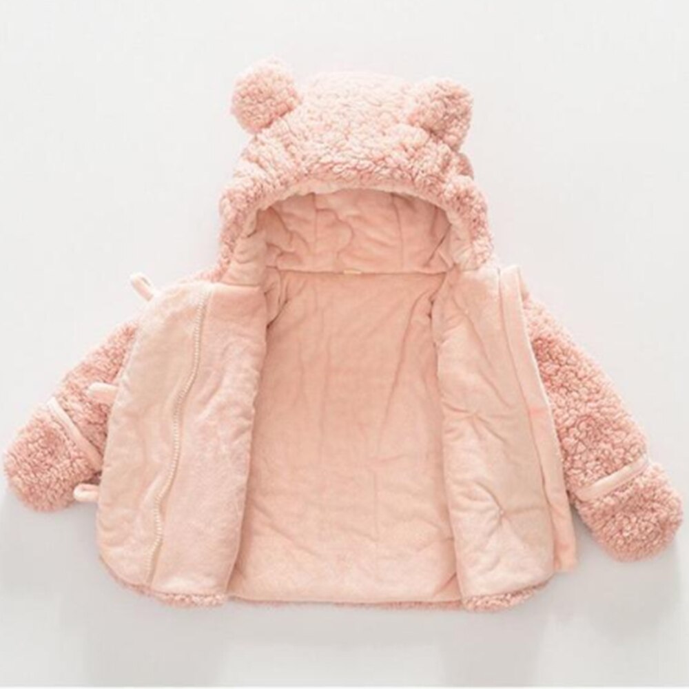 Mudkingdom Baby Clothes Long Sleeve Autumn Winter Ear Hooded Baby Boys Girls Jackets Fleece Thick Warm Outerwear Baby Coats