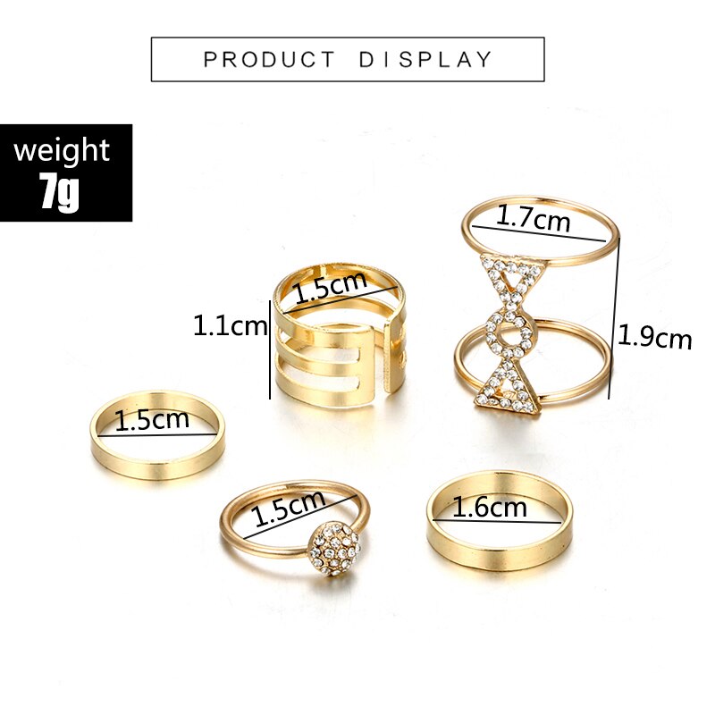 Docona Böhmischen Geometrischen Hohl Runde Dreieck Ring für Frauen Gold Kristall Knuckle Ringe Midi Finger Anel Ringe Schmuck 6736
