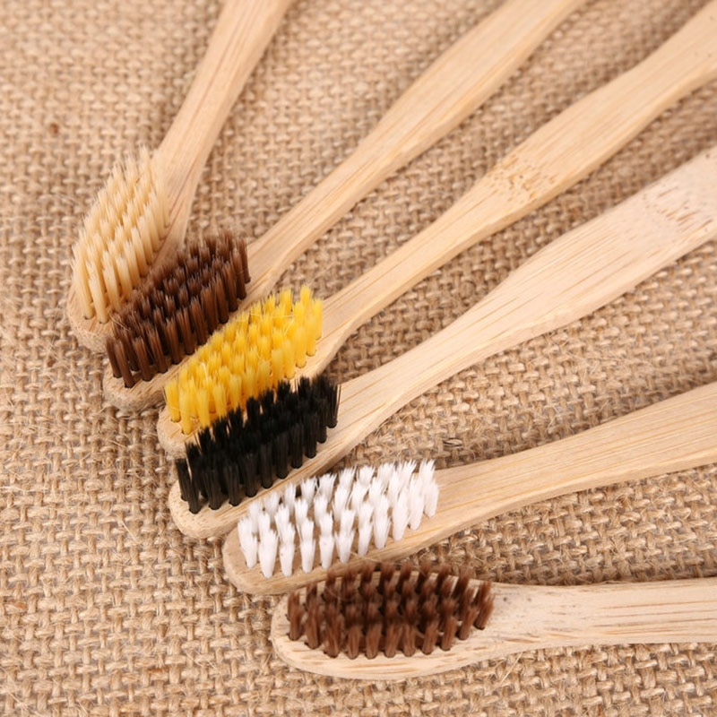 10pcs/set Environmental Bamboo Charcoal Toothbrush For Oral Health Low Carbon Medium Soft Bristle Wood Handle Toothbrush