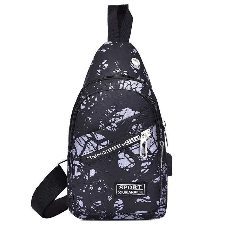 Male Shoulder Bags USB Charging Crossbody Bags Multifunctional Canvas Theft Chest Bags Short Trip Messengers Bag: 15