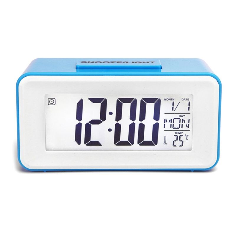 Digital LED Alarm Clocks Student Clocks With Week Snooze Thermometer Watch Electronic Table Calendar LCD Desk Timer: Blue